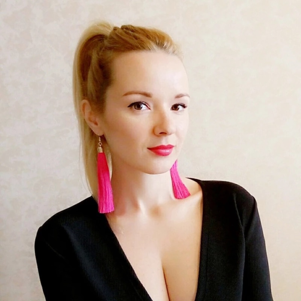 Purple Tassel Drop Earrings - Picture 6 of 7